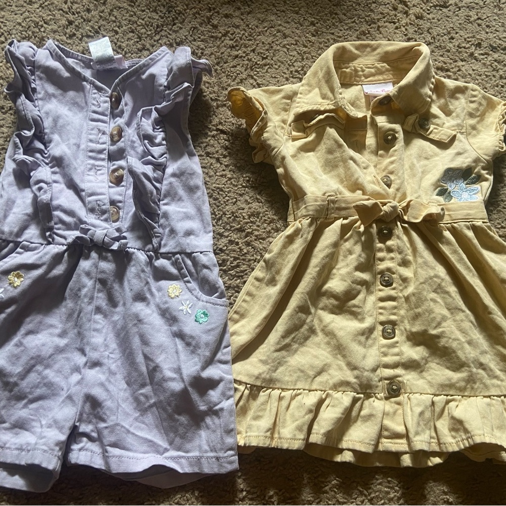 Stylish Kids Dresses Set - Purple and yellow